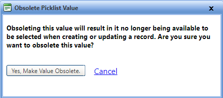 Obsolete picklist value - Maintenance
